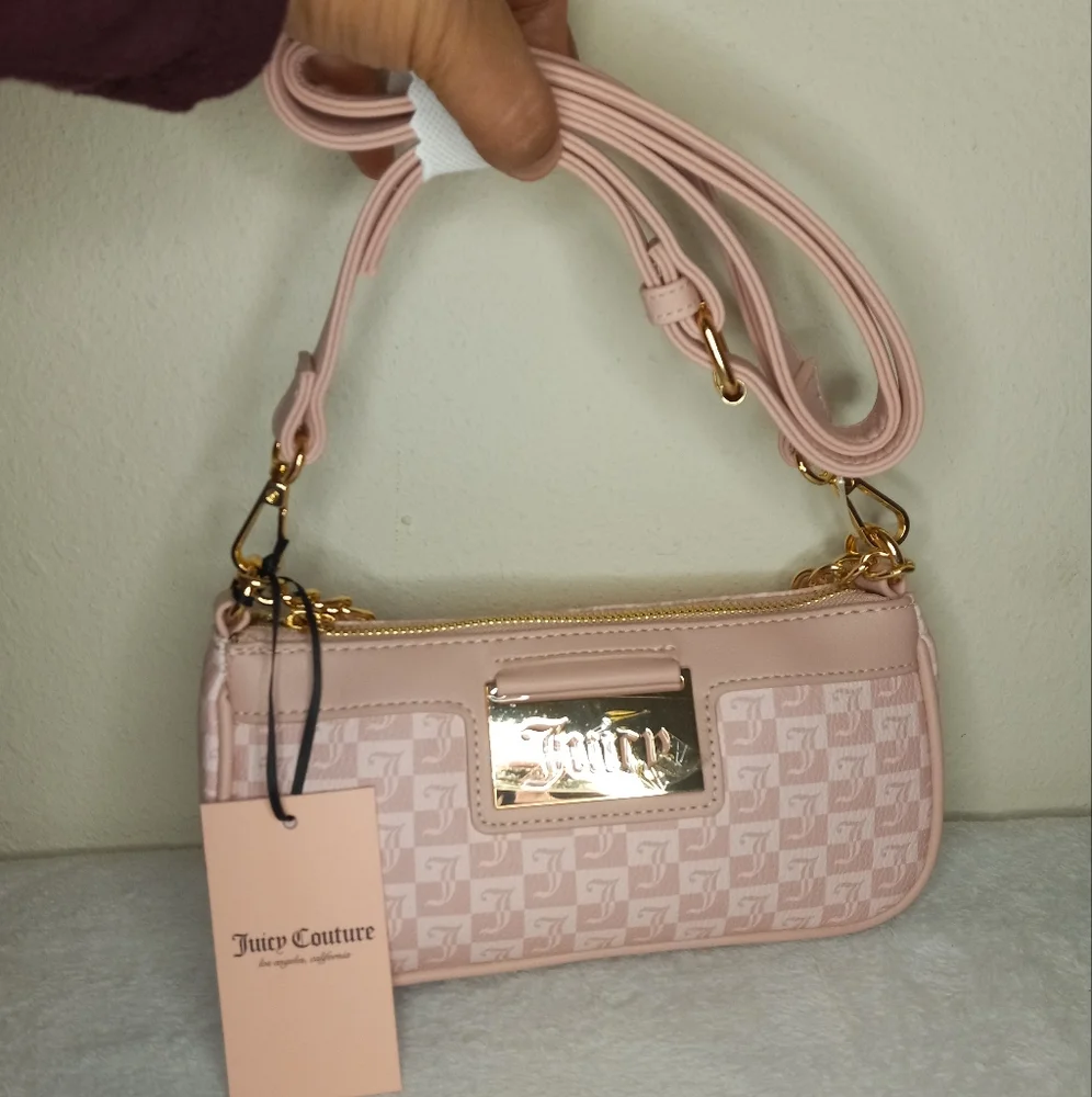 NWT JUICY COUTURE PINK AND WHITE CROSSBODY - Picture 1 of 5